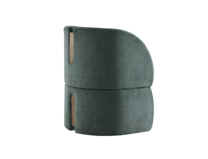 green curved chenille dining chair armchair