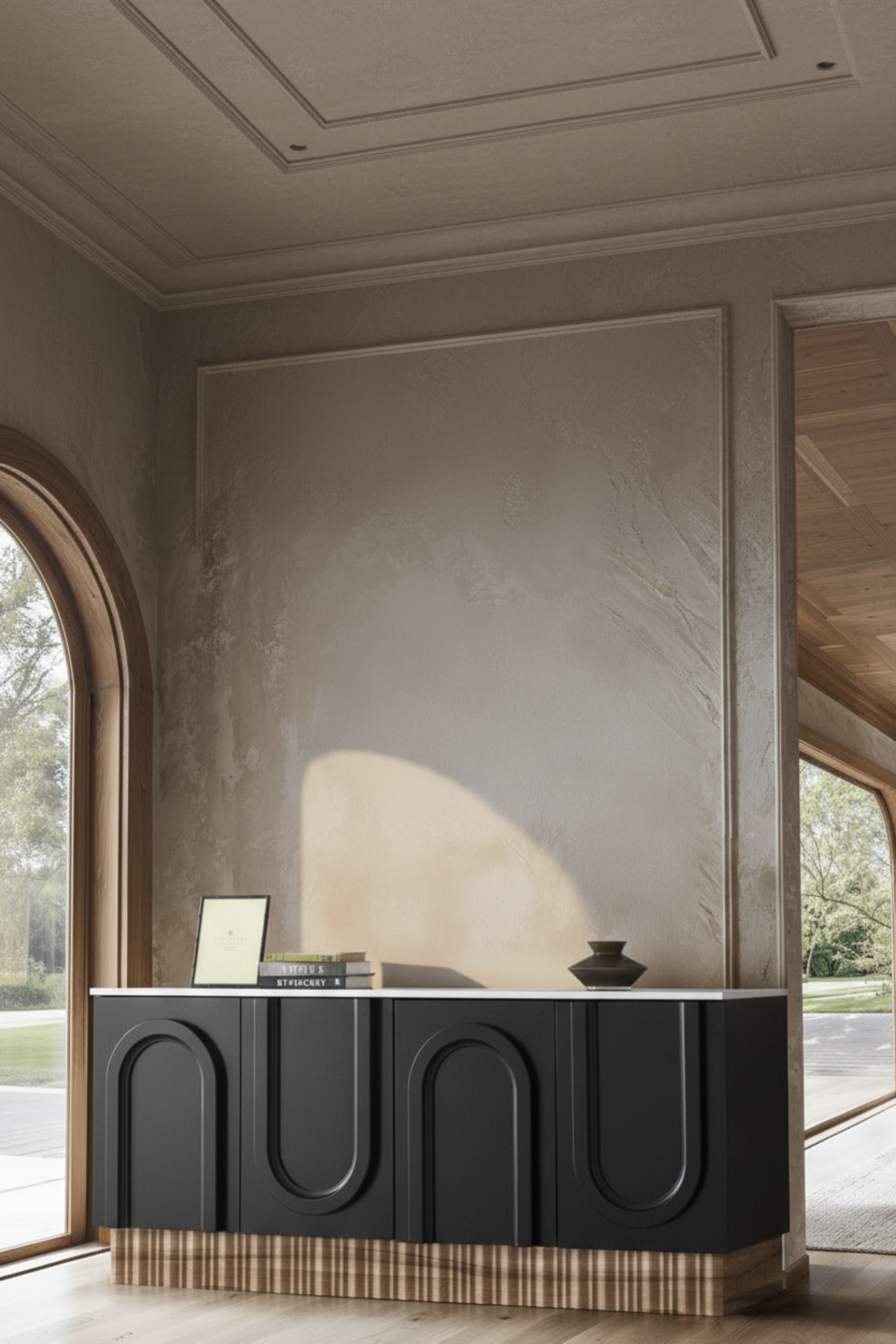 black sculptural sideboard