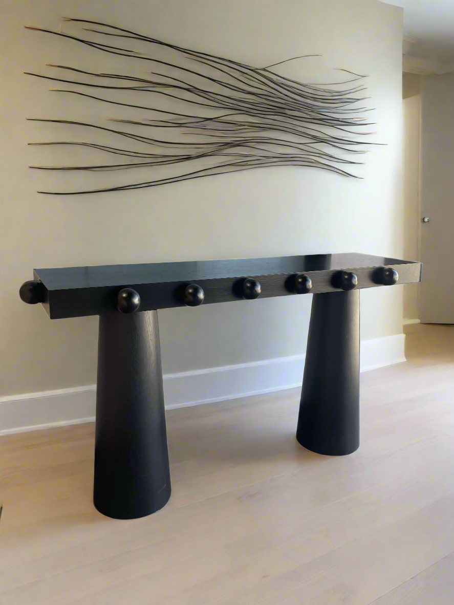 architectural black console table by Statements by J
