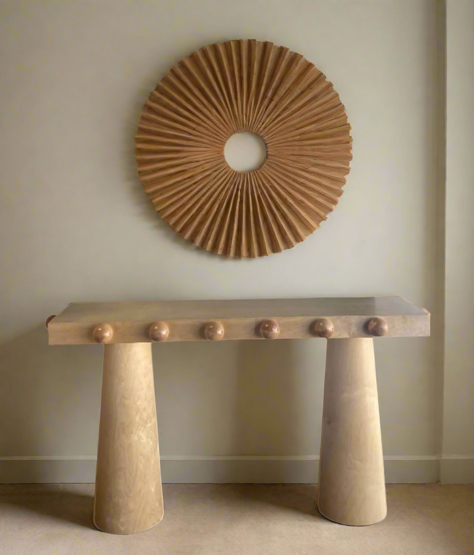 light wood console table by Statements by J