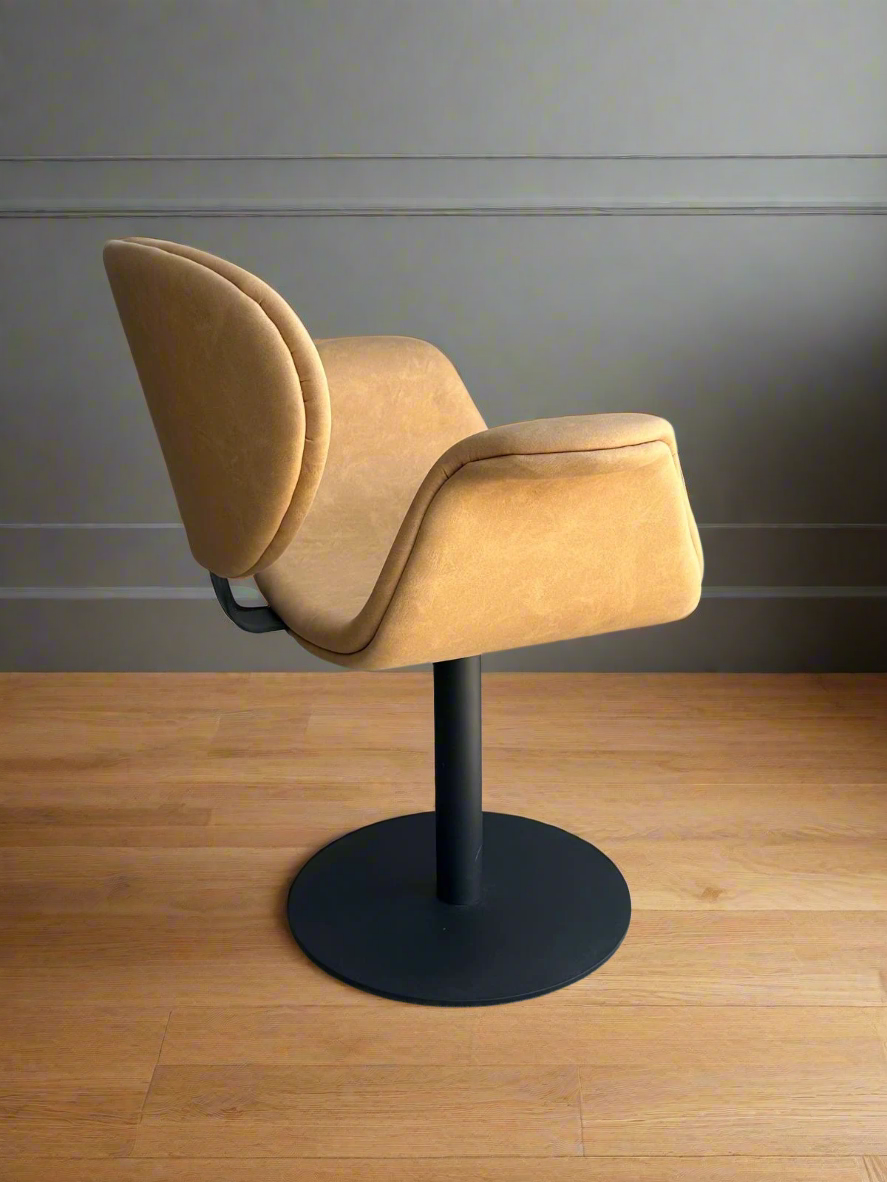 Tulip Swivel Chair in Camel and Black
