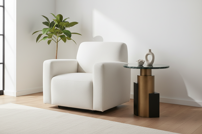 Jojo Modern Green Marble Top, and Brass Round Side Table
