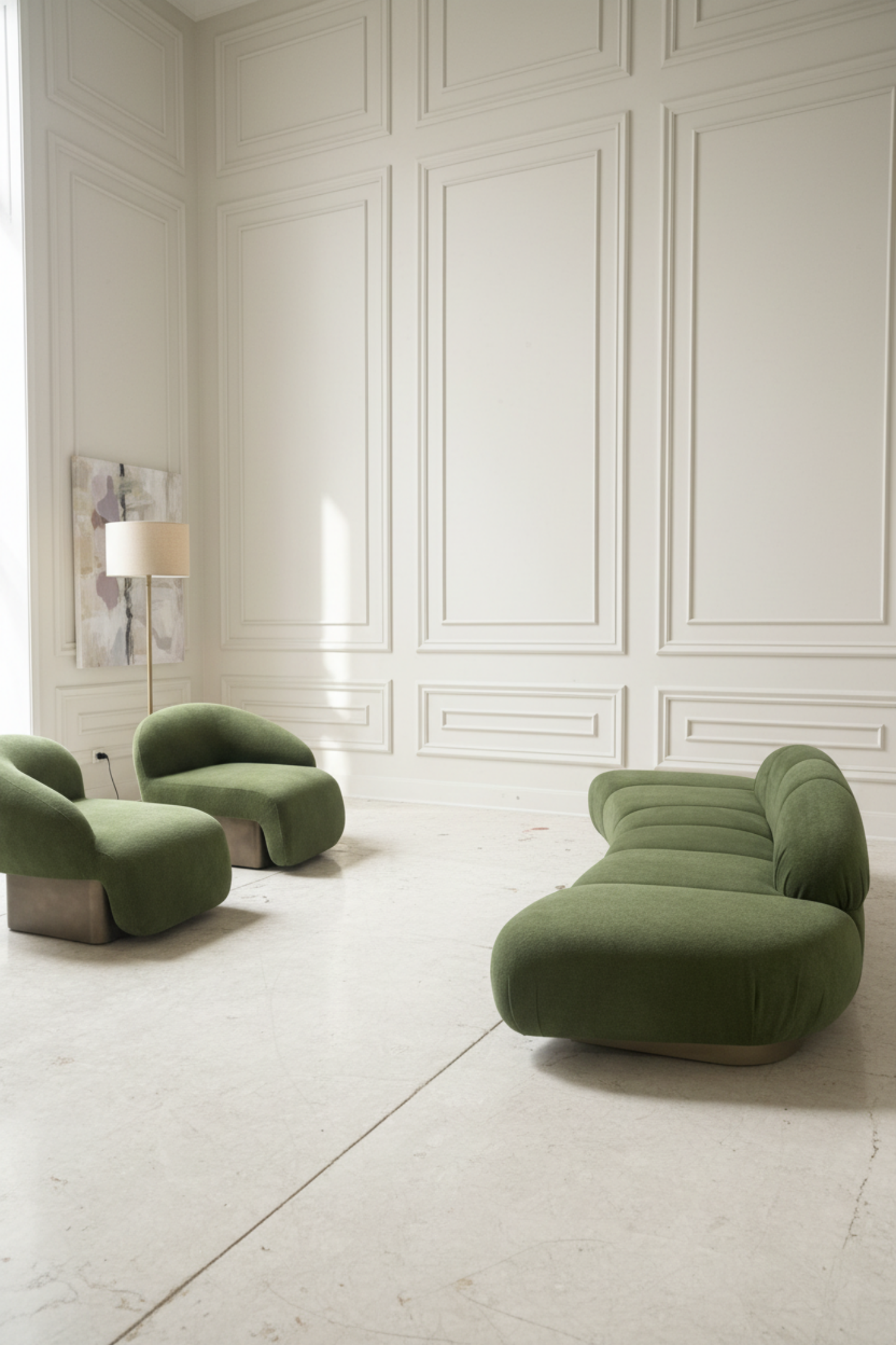 Modern green stylish lounge chairs and sofa set