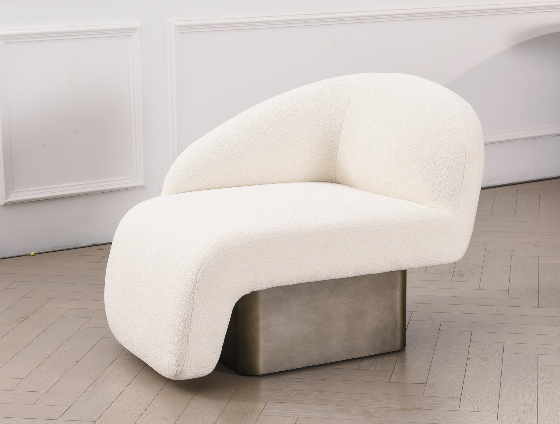 White luxury modern chair with metal base