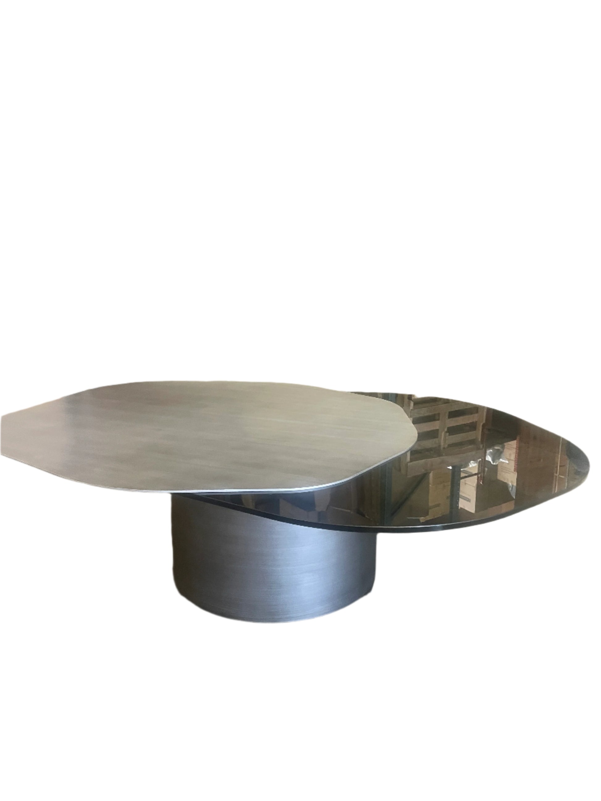 large free form coffee table black and silver