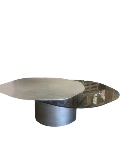 large free form coffee table black and silver