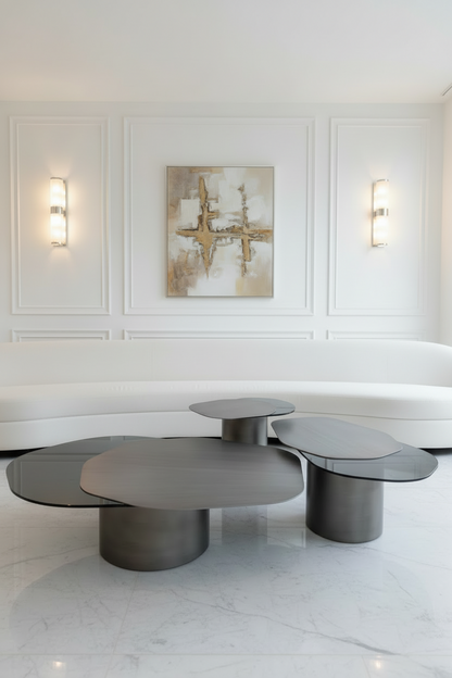 irregular shaped bunching coffee table set