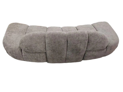 brown upholstered sofa in chenille fabric with back design