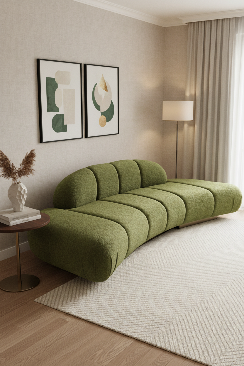green tufted sofa contemporary