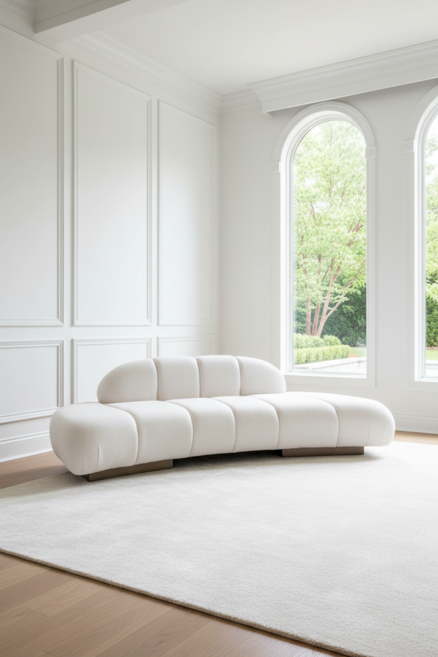 modern white curved sofa 