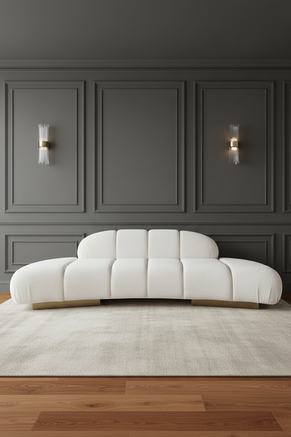 chic white curved croissant sofa