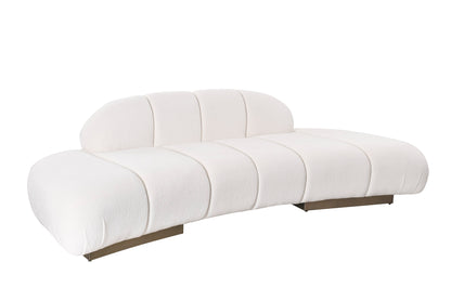 White curved modern sofa with brass base