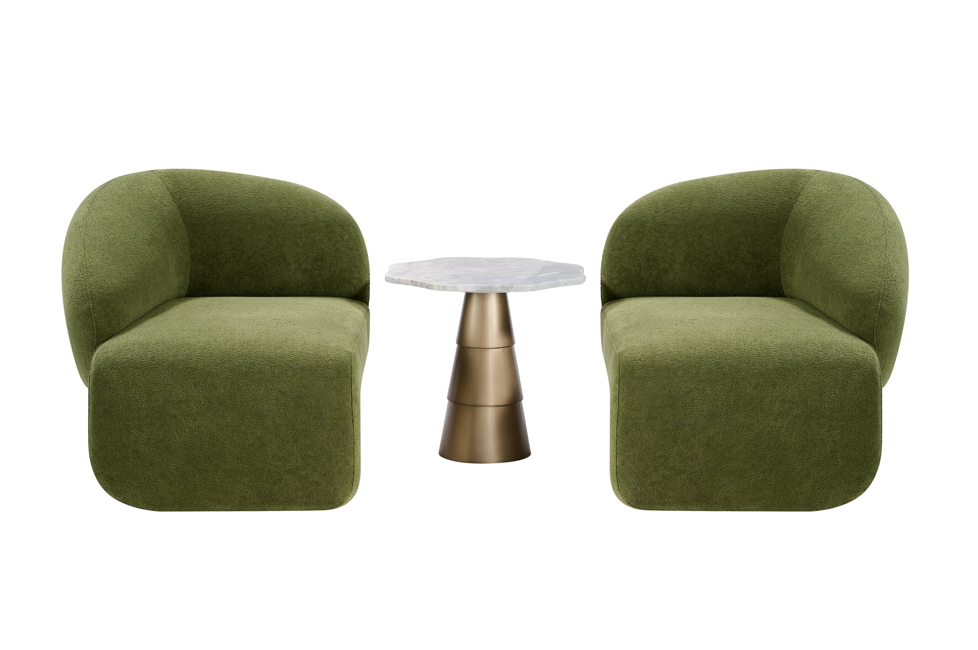 Kaia green boucle armchairs by Statements by J