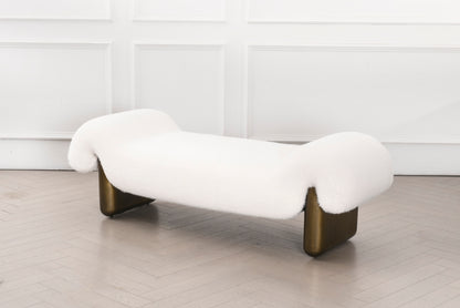 white faux fur bench by Statements by J