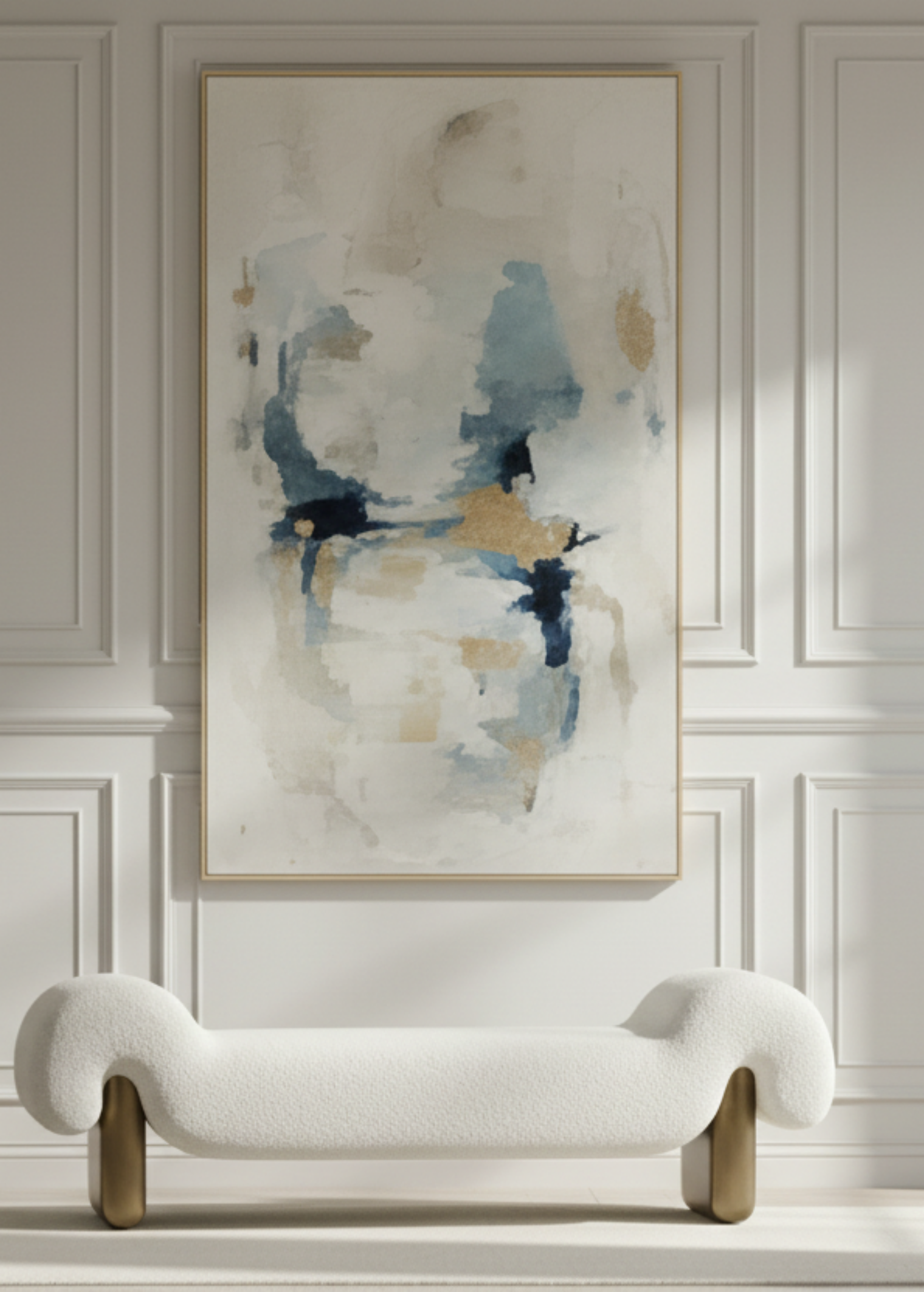 Brad sculptural curved with bench with bronze legs by Statements by J