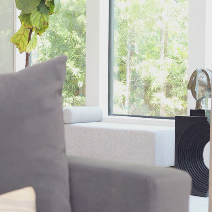 Milly Modern Gray Bench with Tube Pillow