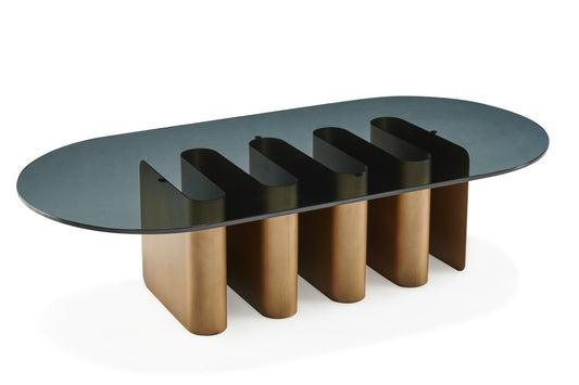 Romeo oval glass top modern coffee table by Statements by J