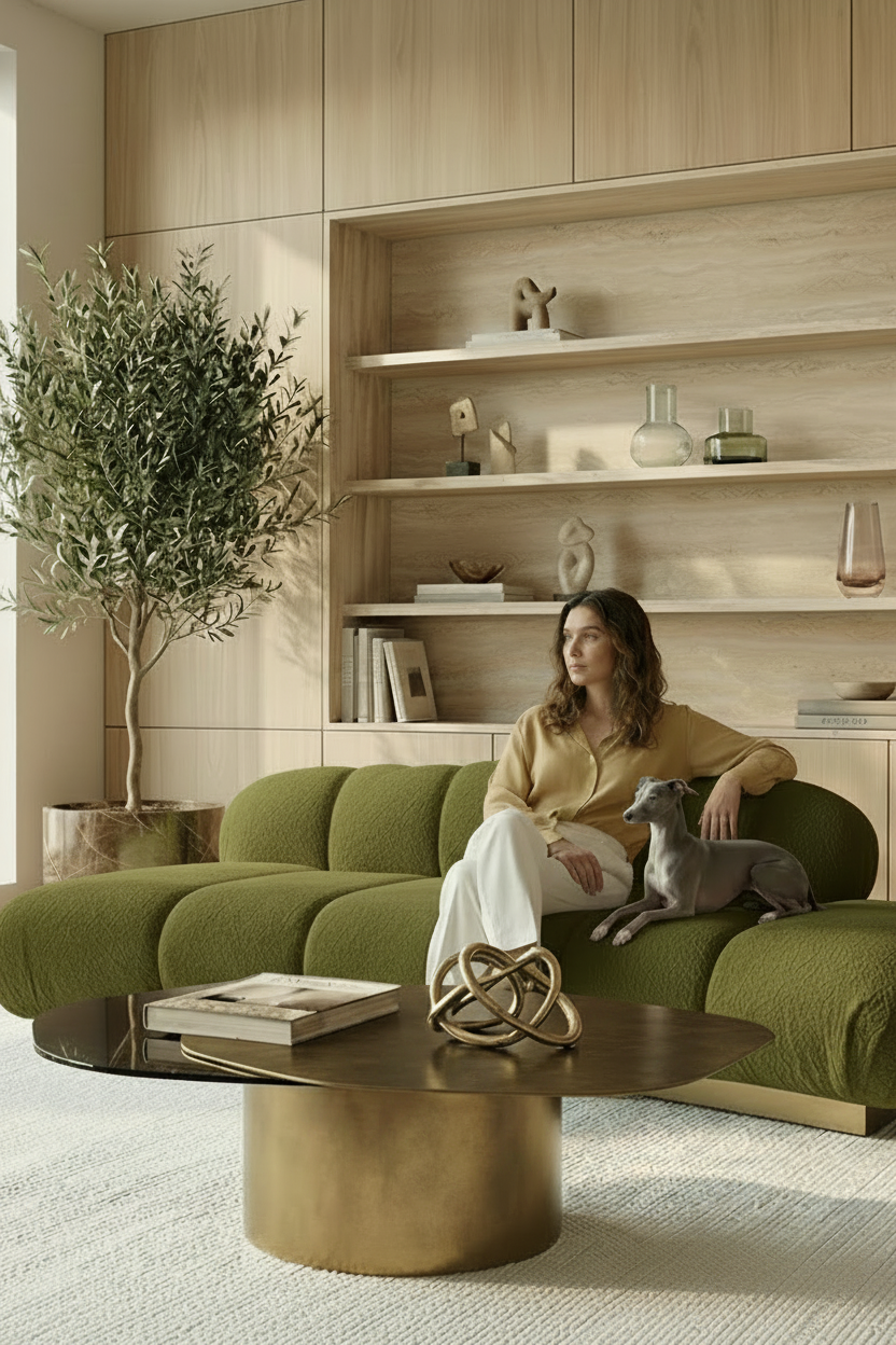 green statement sofa 