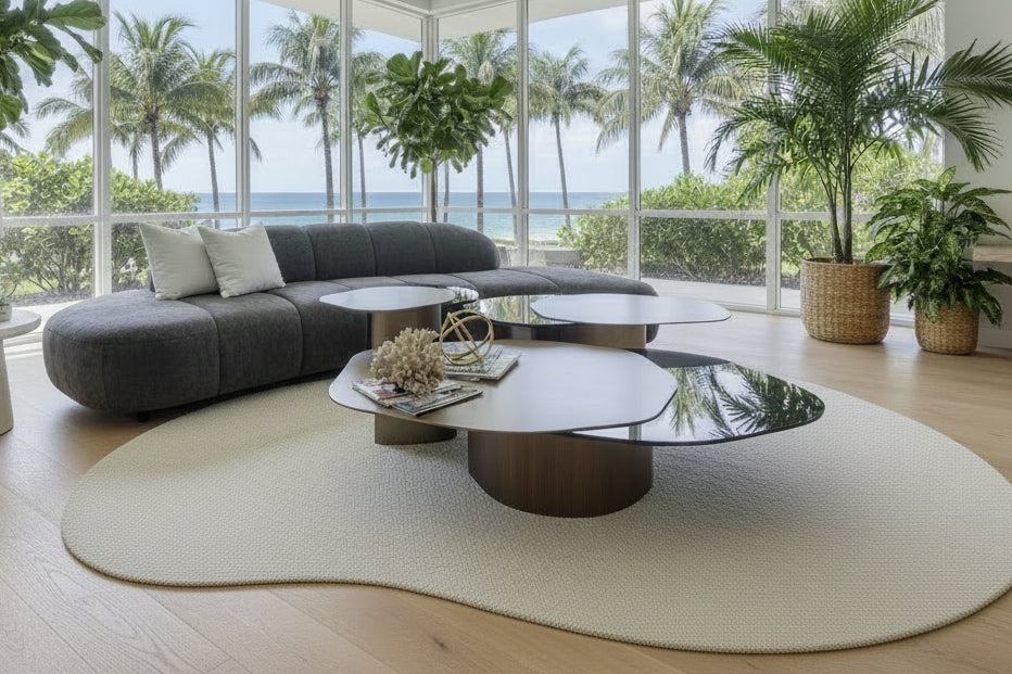 Set of 3 Modern Irregular Shaped Kaylee Trio Coffee Table Set