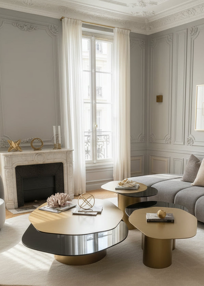 Set of 3 Modern Irregular Shaped Kaylee Trio Coffee Table Set