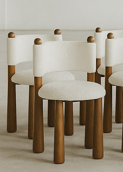 Modern boucle white dining chair by Statements by J