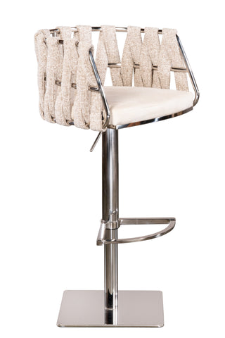 Milano Adjustable Swivel Bar /Counter Chair in Silver and Off White