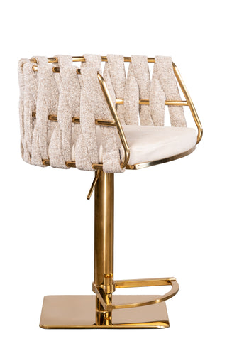 Milano Adjustable Swivel Bar /Counter Chair in Gold and Off White