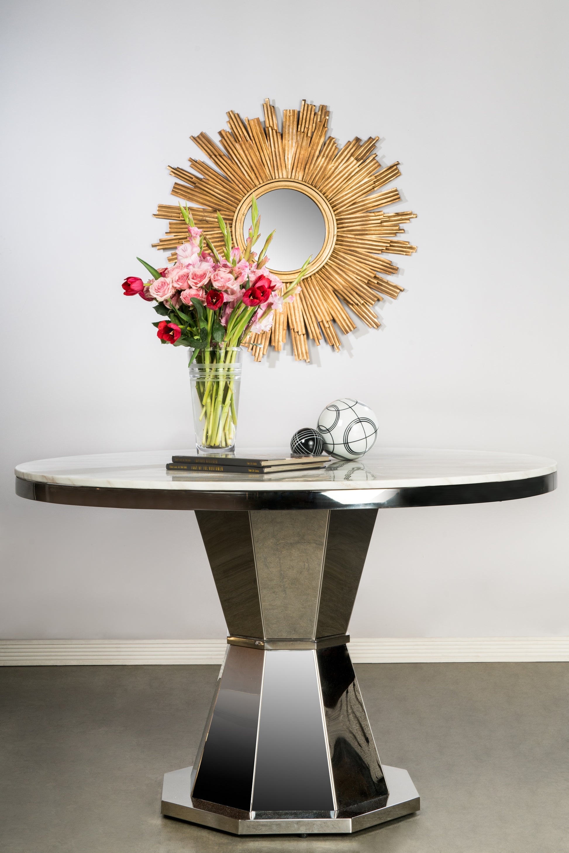 white marble top dining table