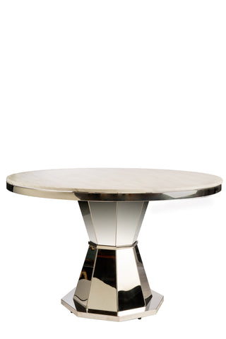 Lolin  White Marble Top Chrome Dining Table