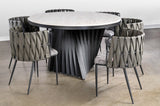 Round Waterfall Dining Set for 6 in Gray