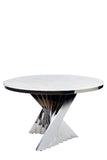 Waterfall Marble Top Chrome Dining Table