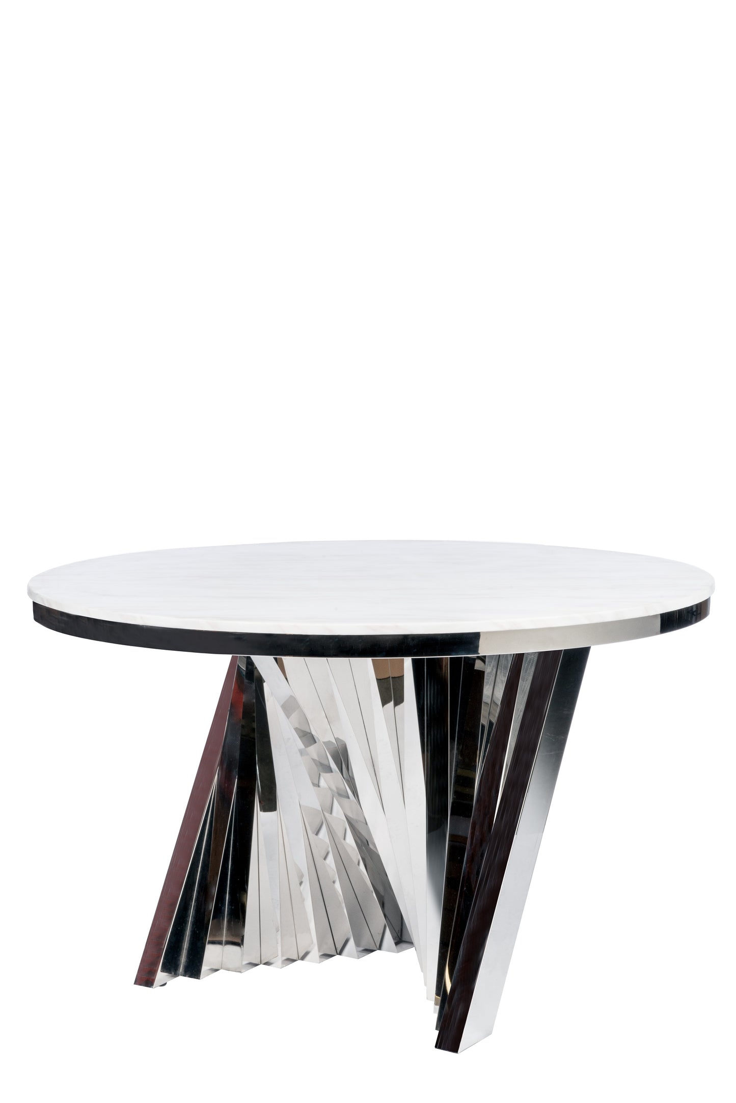 Waterfall Marble Top Chrome Dining Table