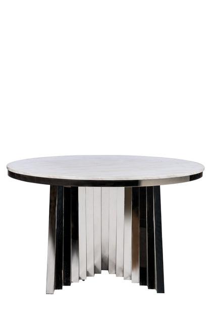 Waterfall Marble Top Chrome Dining Table