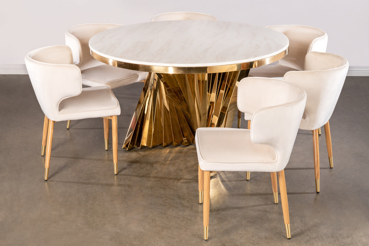 white and gold dining set