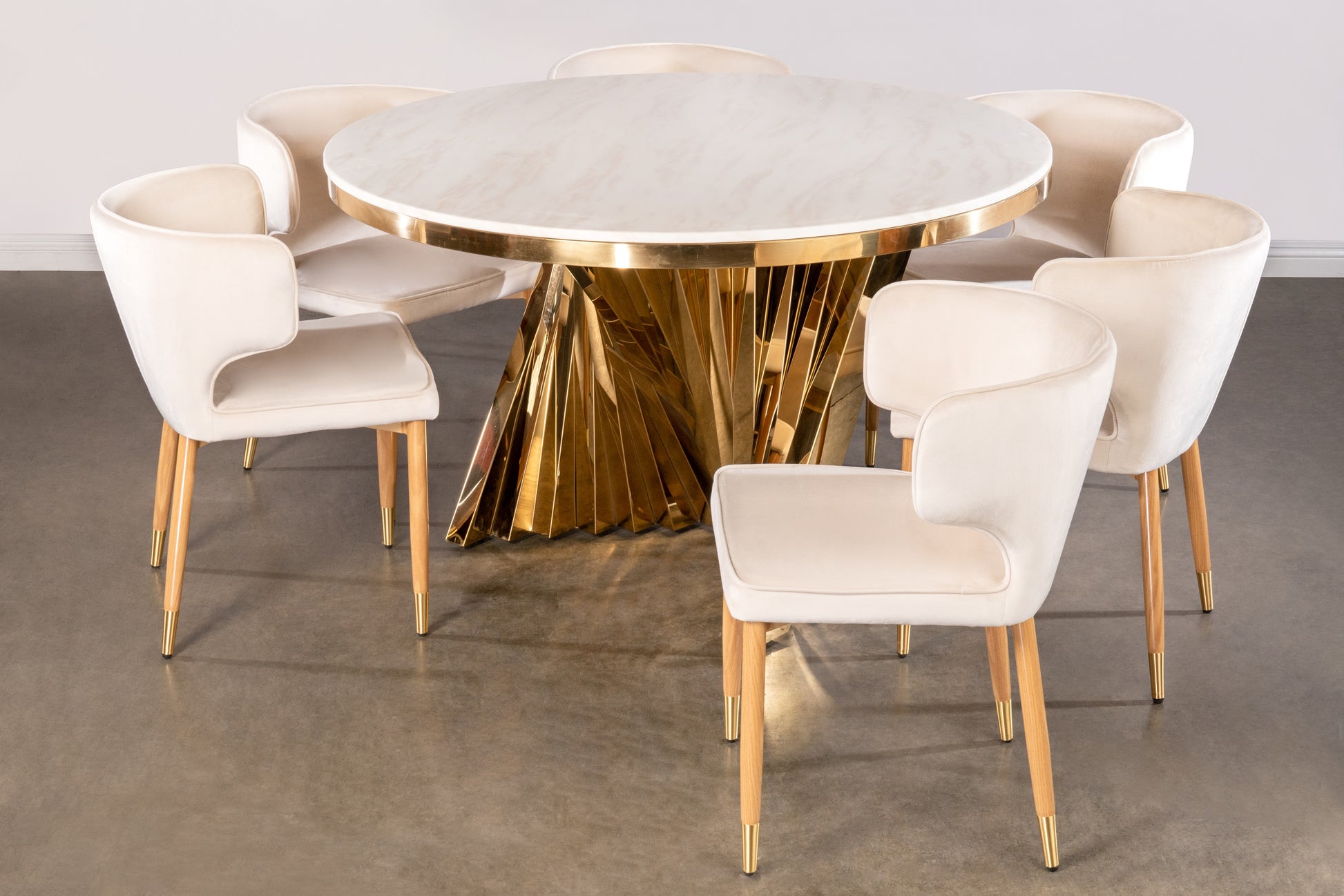 white and gold dining set