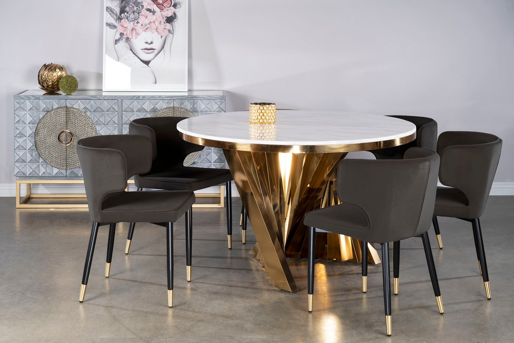 black and gold dining set