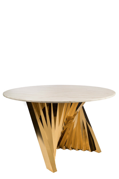 round gold dining table