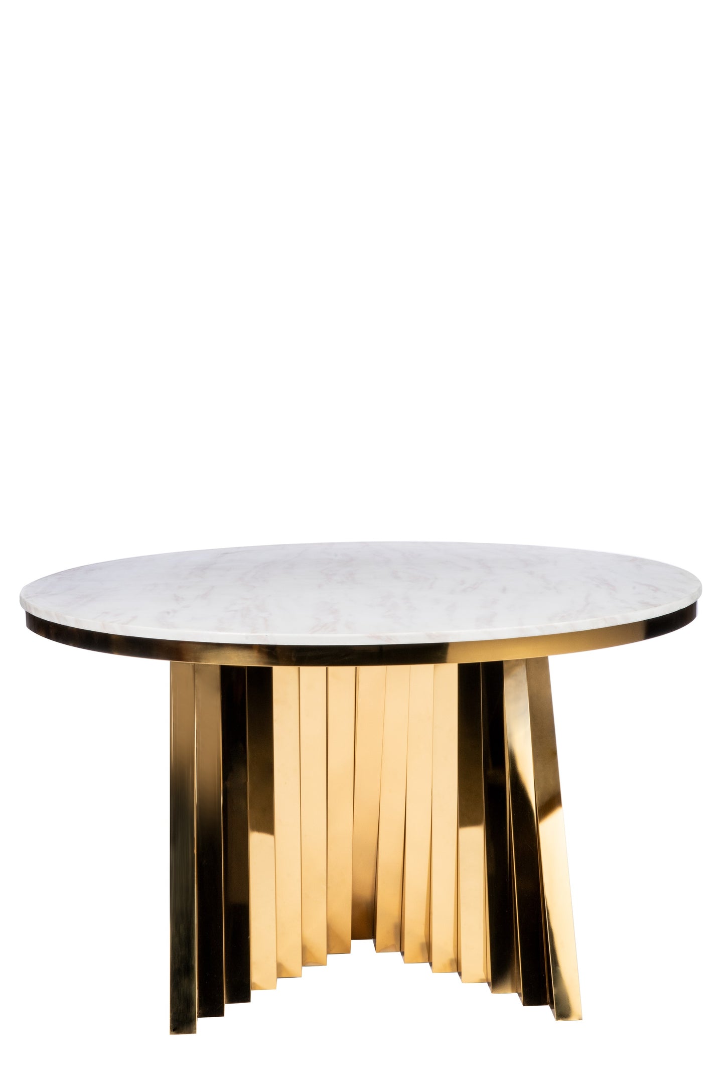 Waterfall Marble Top Round Dining Table in Gold