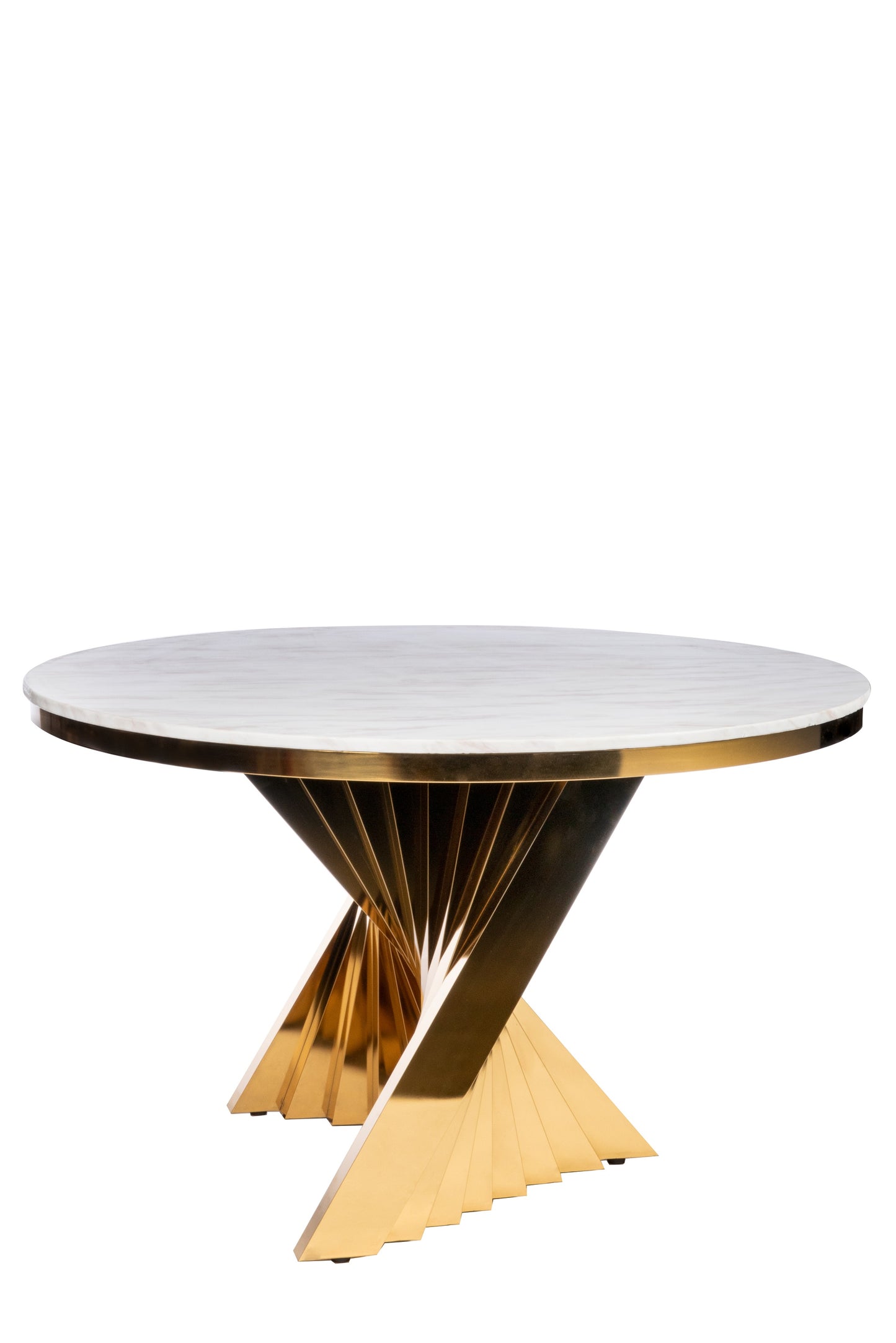 Waterfall Marble Top Round Dining Table in Gold