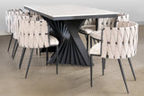 Black Waterfall Dining Set for 8 in Off White