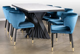 Black Waterfall Dining Set for 8 in Blue