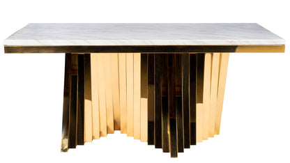 Waterfall Marble Top Dining Set for 8 in Black and Gold