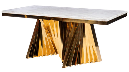 Waterfall Marble Top Dining Set for 8 in Black and Gold