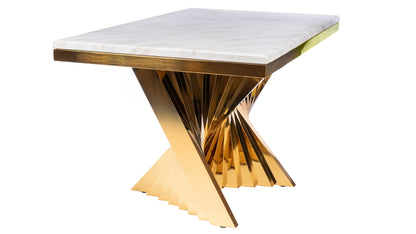 Waterfall Marble Top Dining Set for 8 in Black and Gold