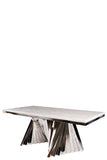 A70Sa-Waterfall Rectangular Marble Top Dining Table in Chrome