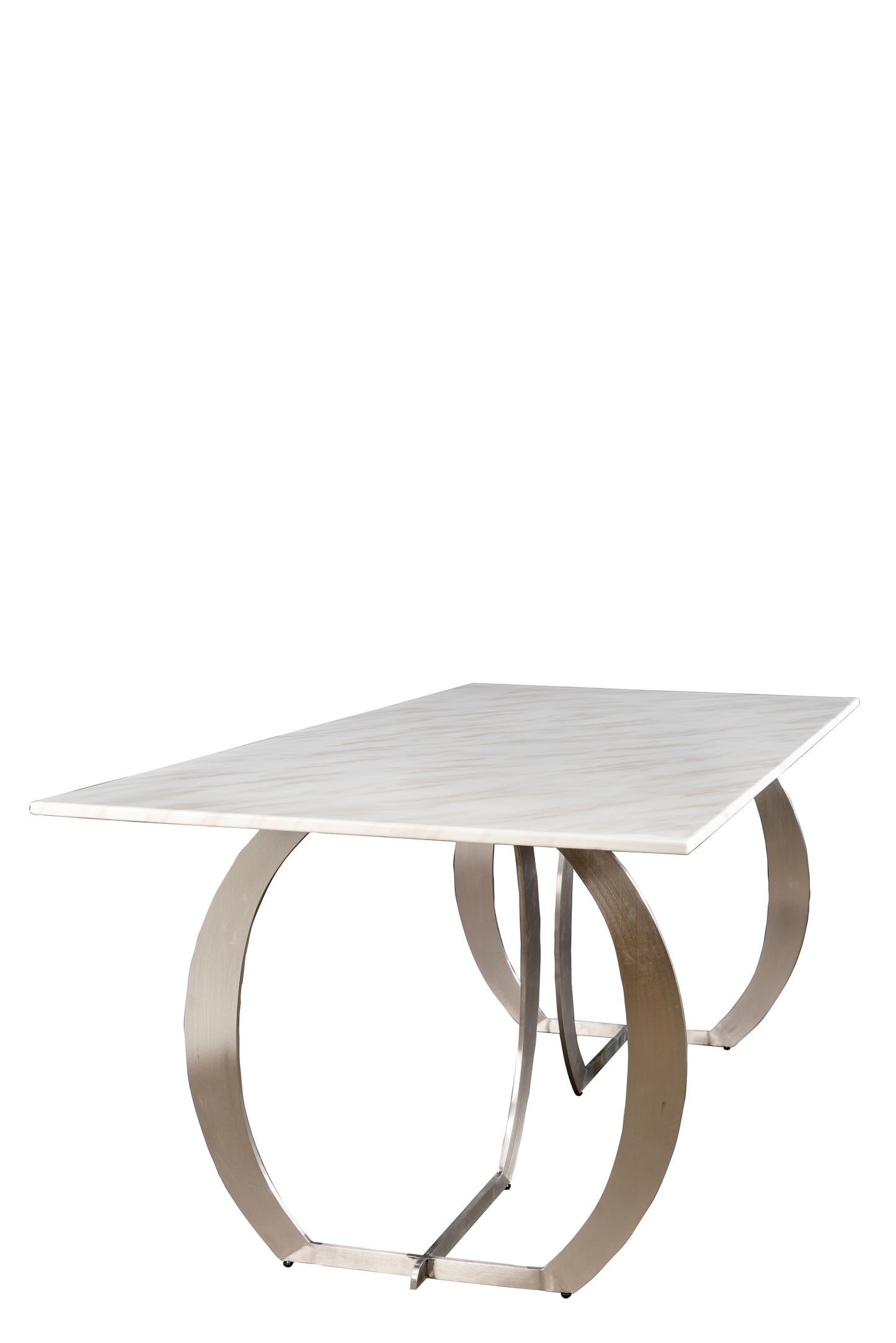 Monique Rectangular Marble Top Dining Table in Silver