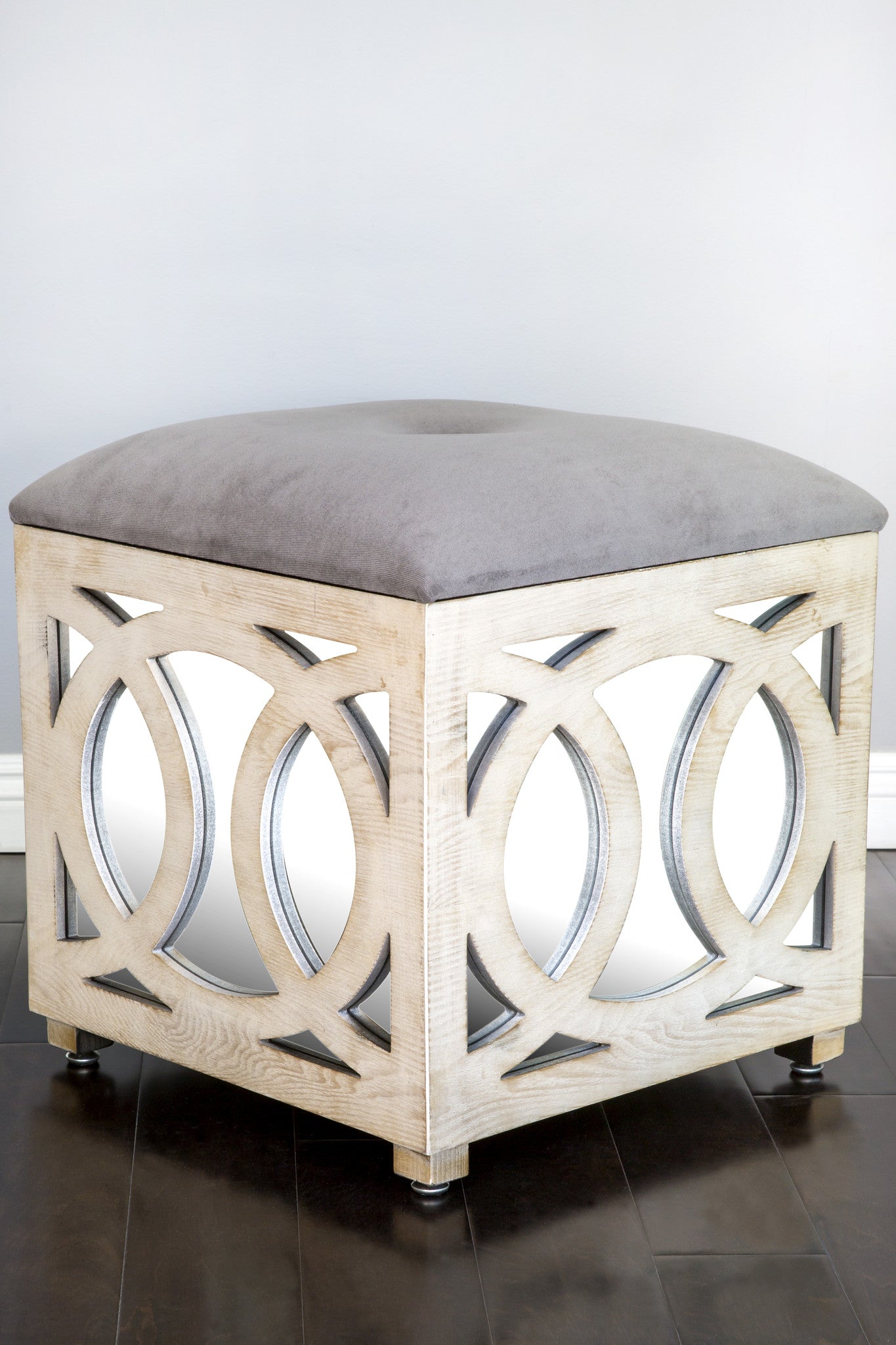 Rena Mirrored Ottoman-Storage Box