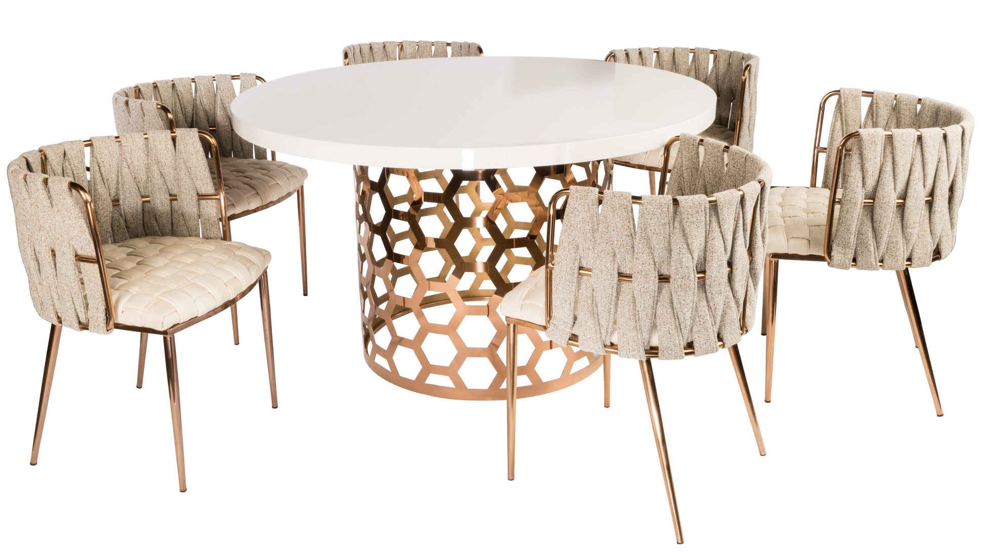white and gold dining room set