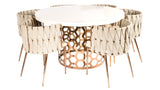 Laguna Dining Set for 6 with Off White and Gold Chairs