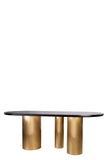 Balmain Stone Top Oval Dining Table for 6 with Black Chairs